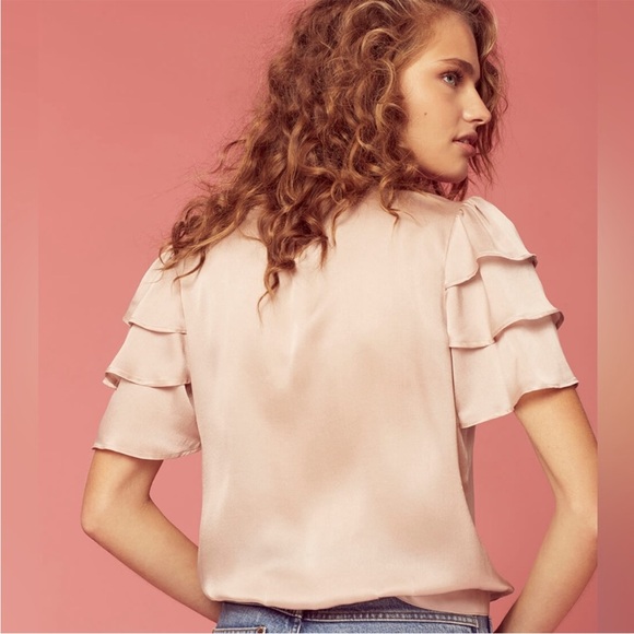 Anine Bing Flutter Sleeve Silk Top XS - Picture 2 of 7